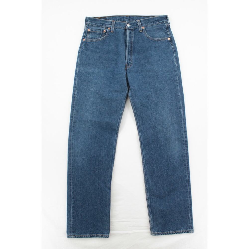 VTG Levis 501 Jeans Made in USA Mens 33 x 32.5 Blue Denim Button Fly Y2K Cowboy